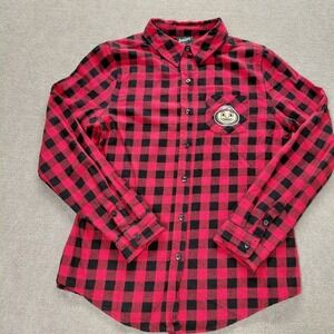 Gen.2 Ohio State Buckeyes Red Plaid Flannel Shirt Ladies Junior L 11/13 Football